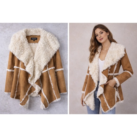 Donna Salyers Fabulous Furs Jackets & Blazers - Donna Salyers‎ Fabulous Furs Faux Suede Sherpa Coat Jacket Size S